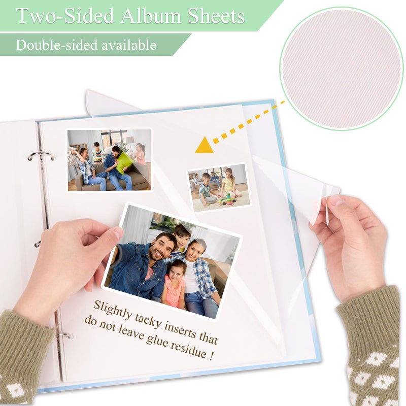 Dxmimer 11 x 9 Inch Photo Album Refill Pages,Album Pages for 3 Ring Binder,Photo Album Self Adhesive Pages, for 2x3 4x6 5x7 8x10 Replacement Photo Album Sheets (20 Sheets / 40 Pages) - Image 5